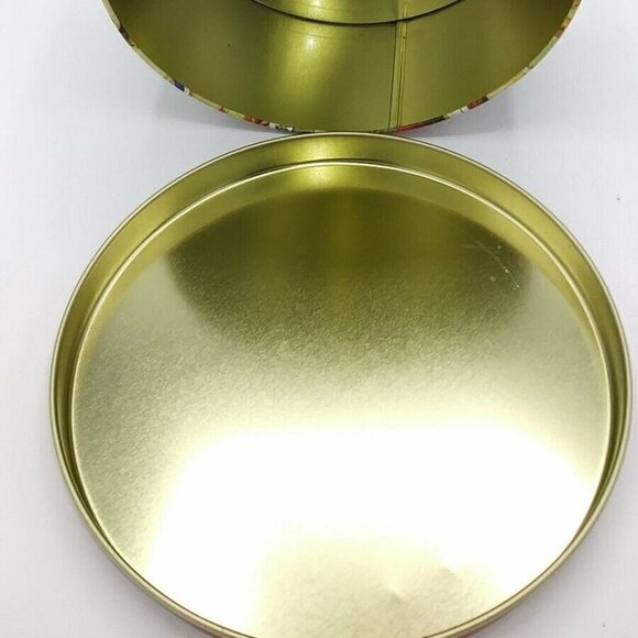 Santa Christmas Tin Vintage Look 6"  Round Small Holiday Gifts Baking Unbranded - Picture 6 of 7